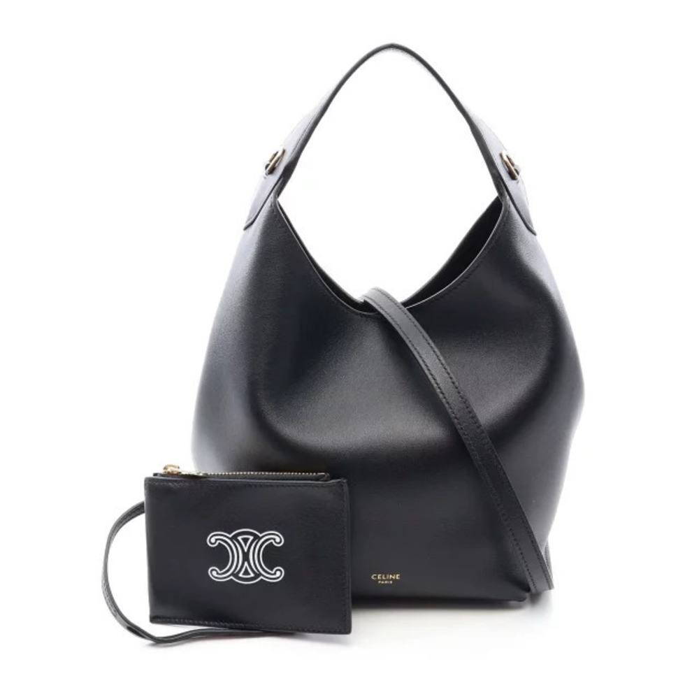 Celine Hobo Teen Handbag Leather Black